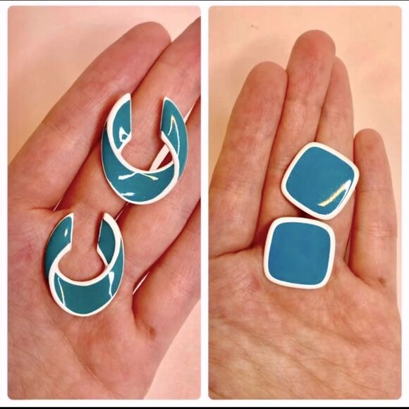 Retro‎ Teal Earring Set - Picture 1 of 5